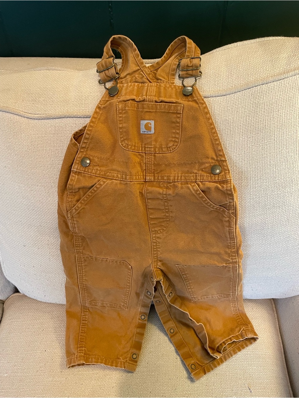 Carhartt Toddler Mustard Brown Overalls with Front Pocket